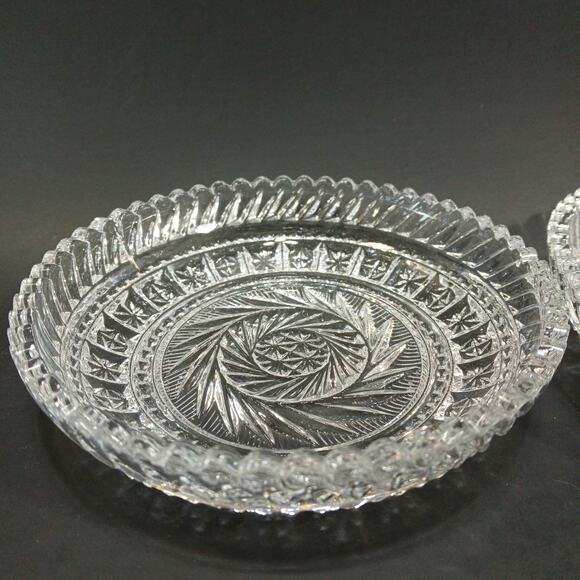 2 Vintage Fostoria Virgina Clear 5.5" Candy Bowls or Jewelry Dishes *Crack* - Picture 11 of 15